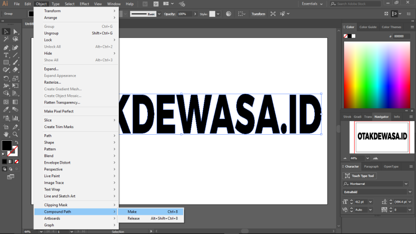 4 - Tutorial Lengkap Cara Membuat Text Dengan Warna Gradasi atau Gradient Text di Adobe Illustrator