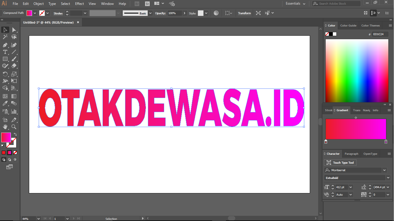 Tutorial Lengkap Cara Membuat Text Dengan Warna Gradasi atau Gradient Text di Adobe Illustrator